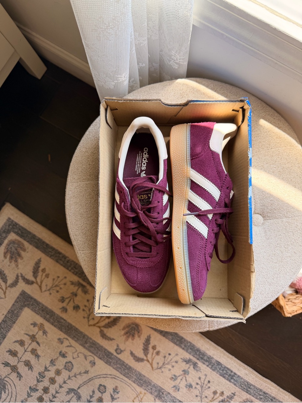 Adidas Spezial Burgundy Suede Sneakers with White Stripes
